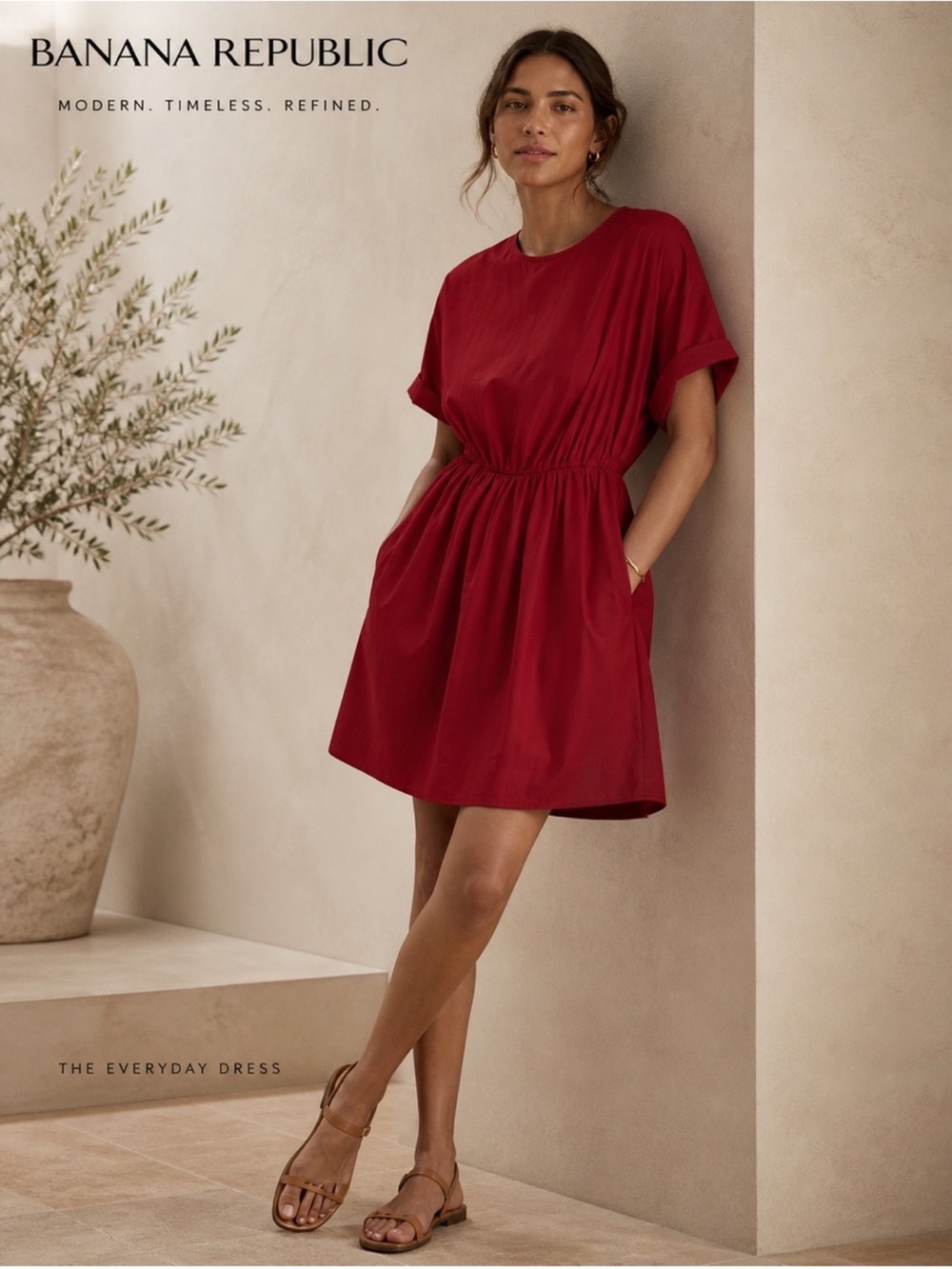 NWT Banana Republic Poplin Mini
Dress Red Currant size XL cotton